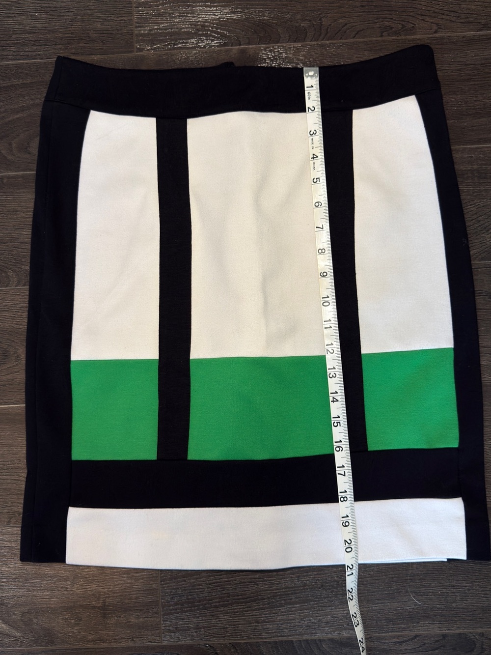 Premise Colorblock Pencil Skirt in White, Black & Green